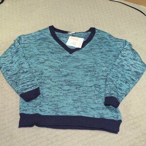 NWT Lu La Roe Sz Small Variegated Blue and Turquois V-Neck 3/4 Sleeve Sweater